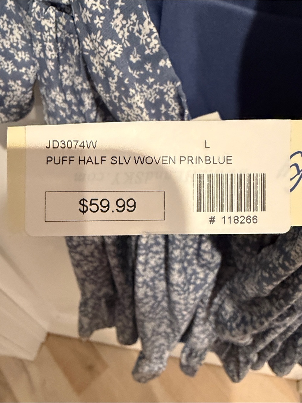 She + Sky Navy Blue ditsy Floral Puff-Sleeve Mini Dress - Picture 4 of 5